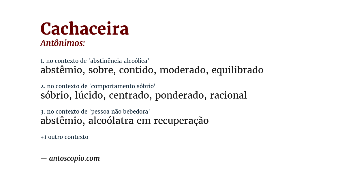 Antônimo de cachaceira