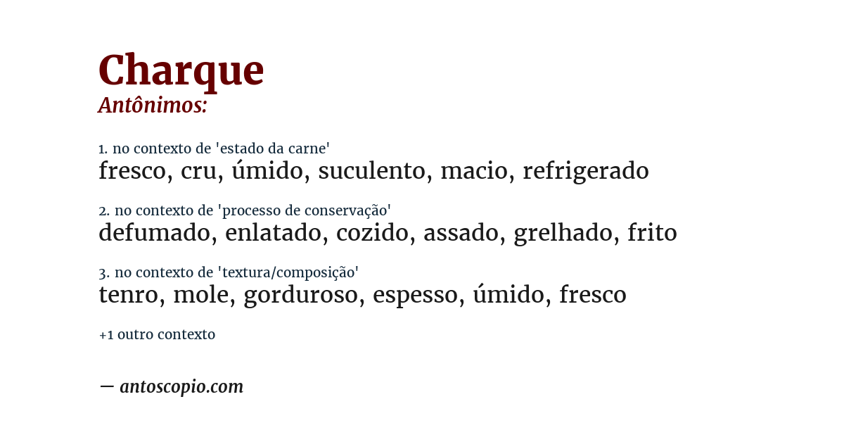 Antônimo de charque