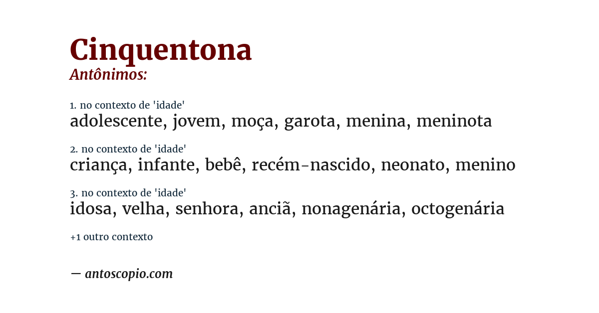 Antônimo de cinquentona