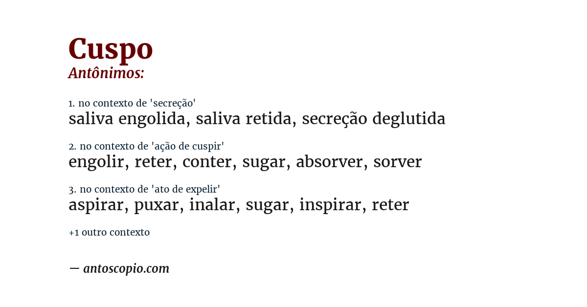 Antônimo de cuspo