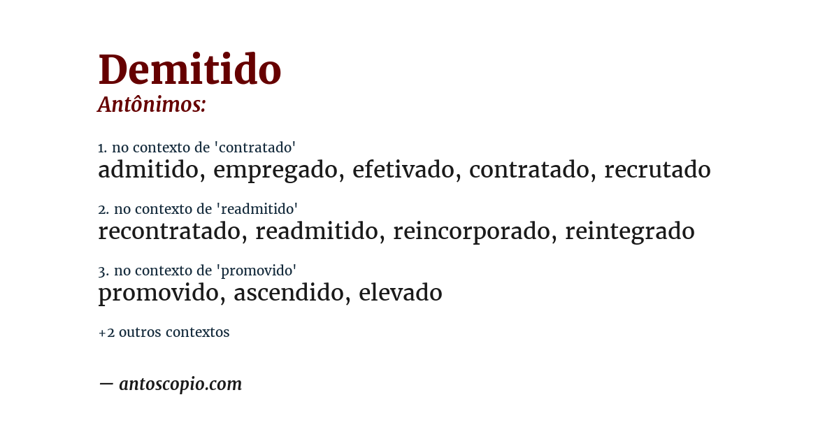Antônimo de demitido