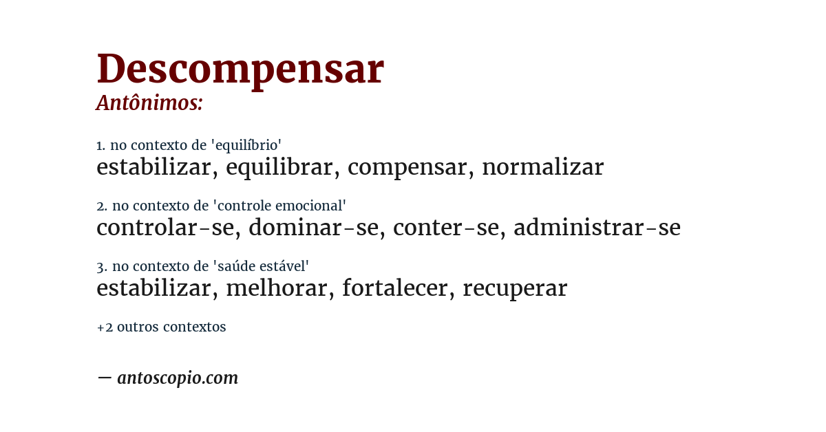 Antônimo de descompensar