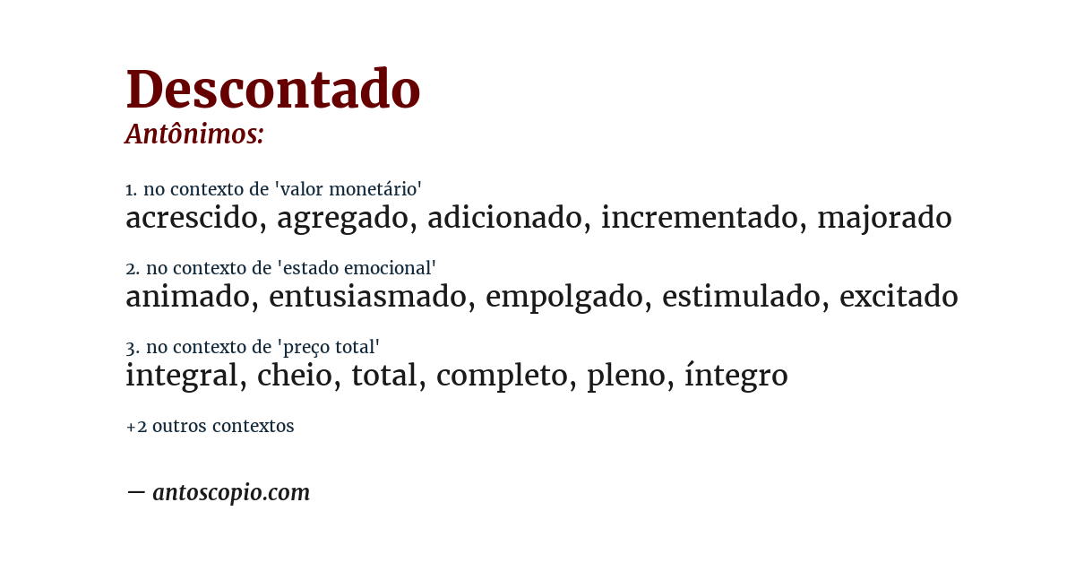 Antônimo de descontado