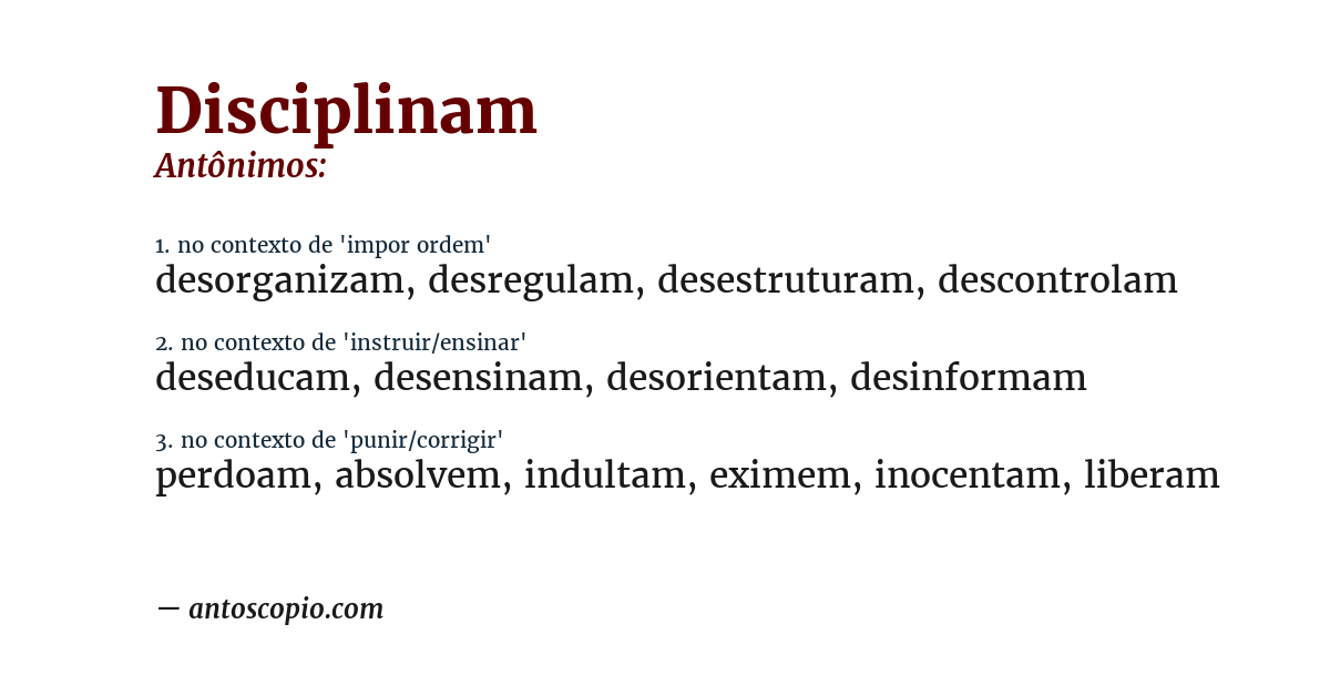 Antônimo de disciplinam