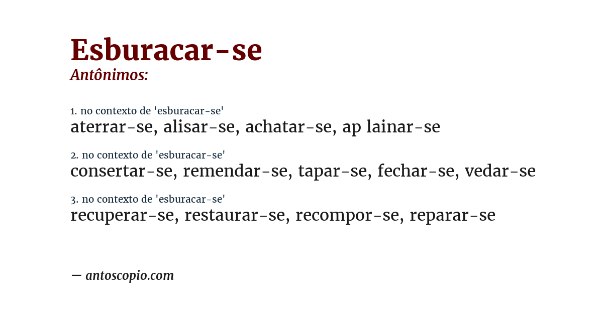 Antônimo de esburacar-se