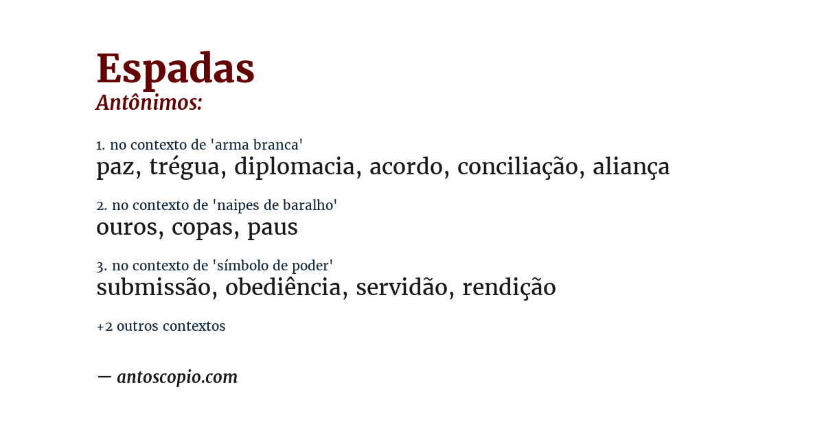 Antônimo de espadas