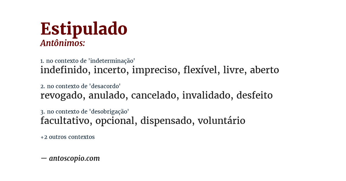 Antônimo de estipulado