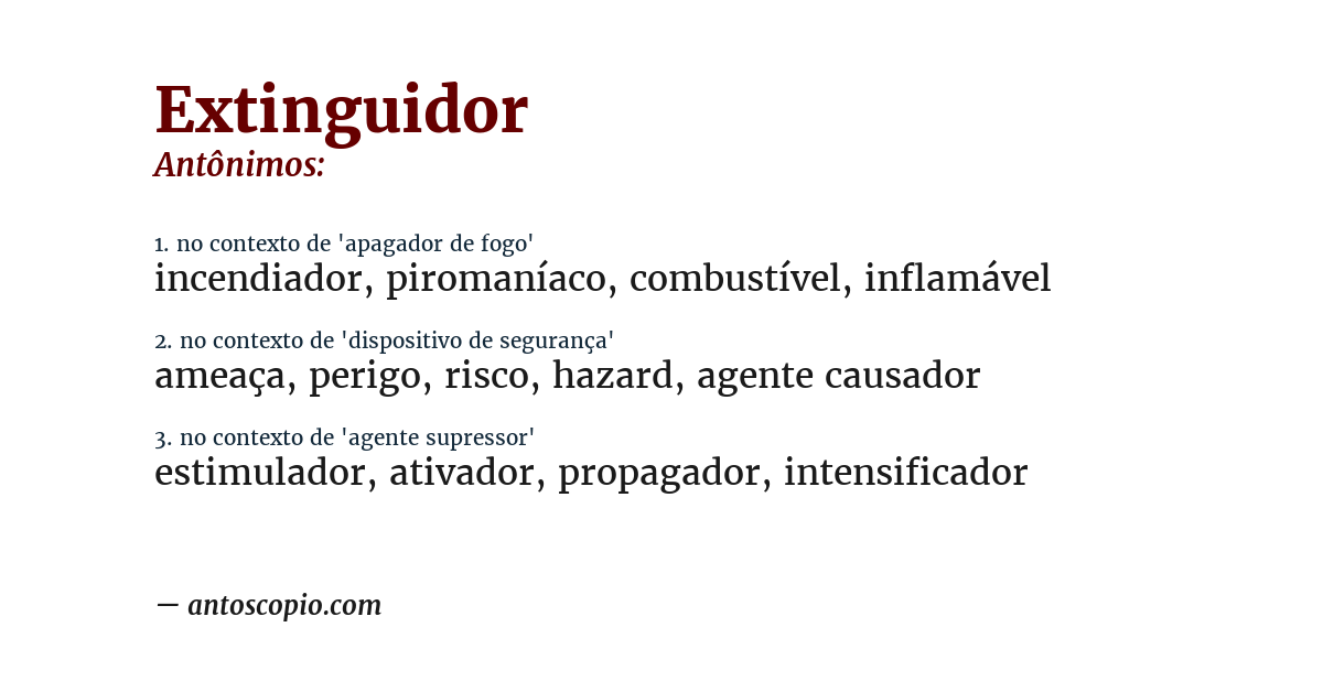 Antônimo de extinguidor