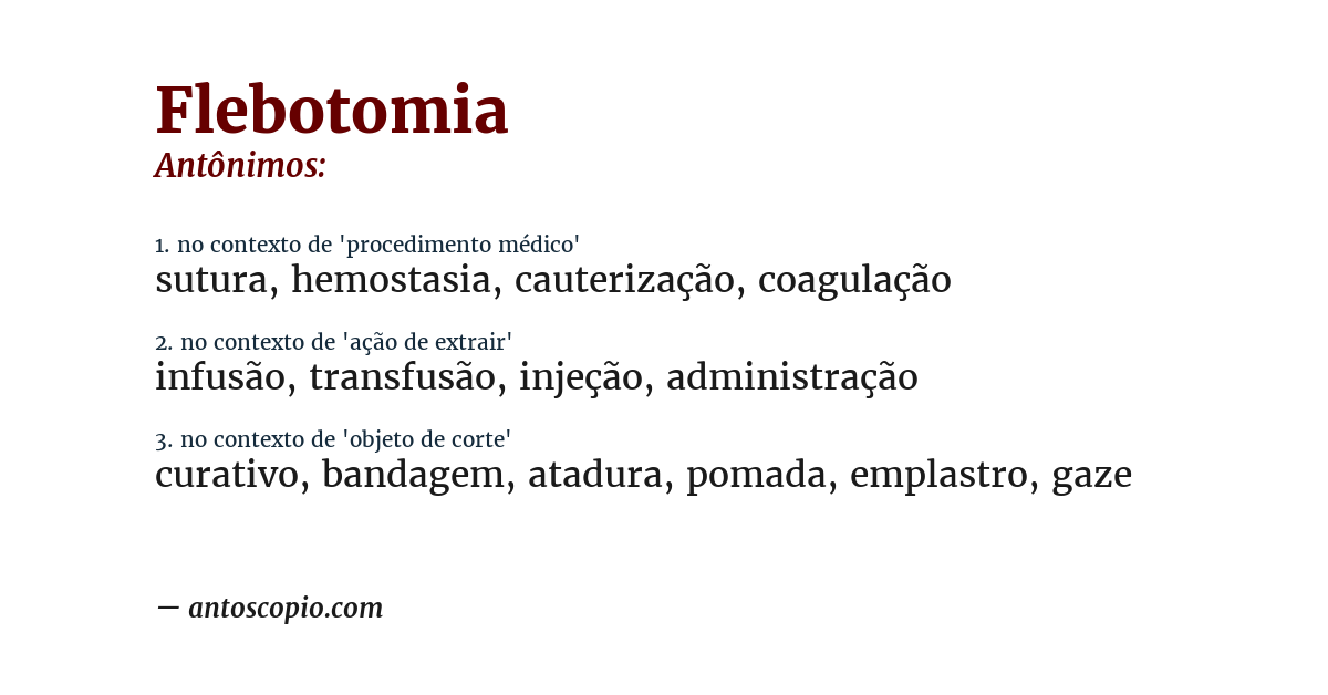 Antônimo de flebotomia