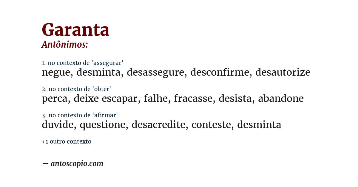 Antônimo de garanta