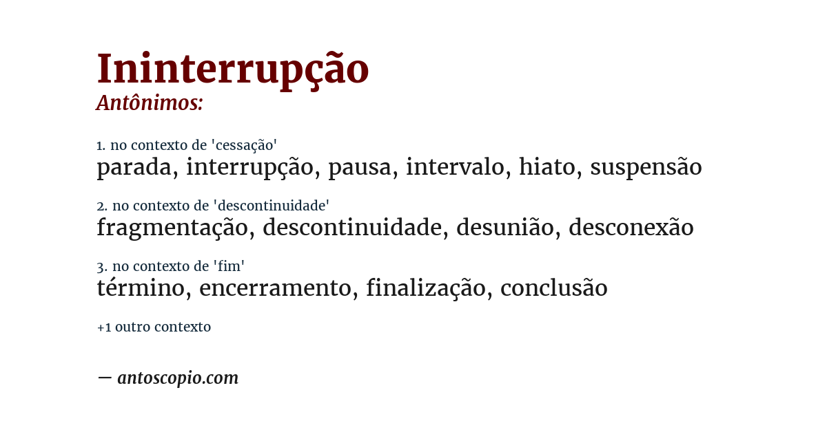 Antônimo de ininterrupção