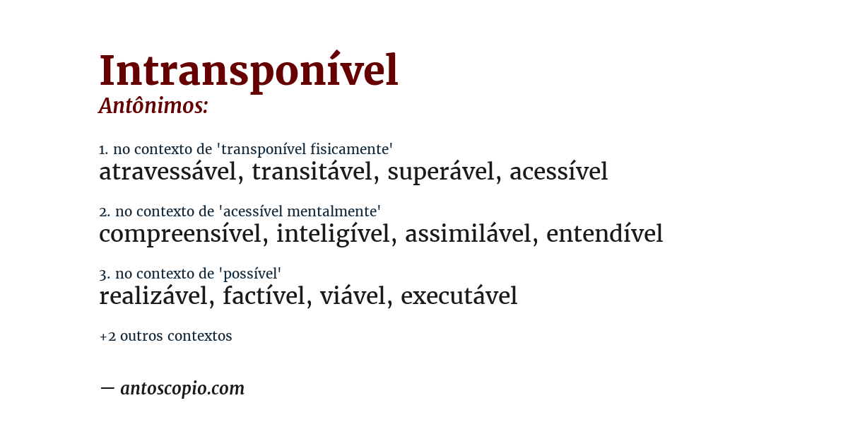 Antônimo de intransponível
