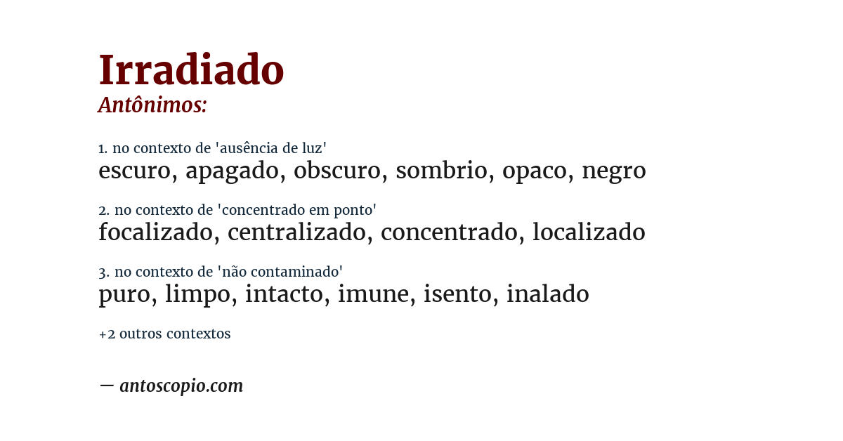 Antônimo de irradiado