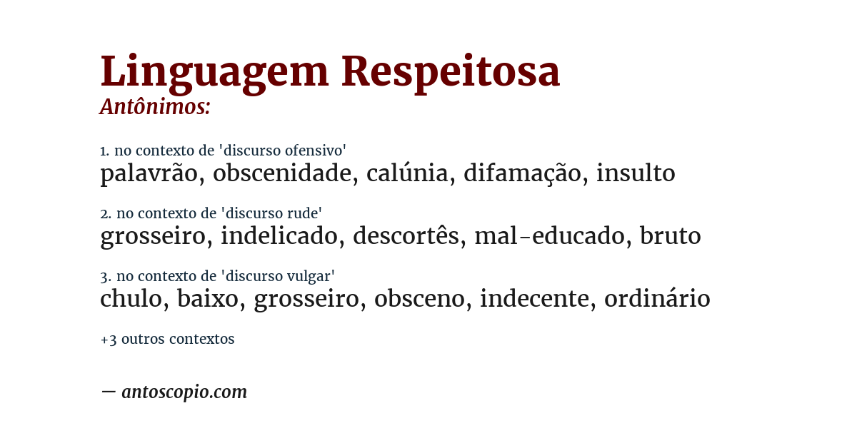 Antônimo de linguagem respeitosa