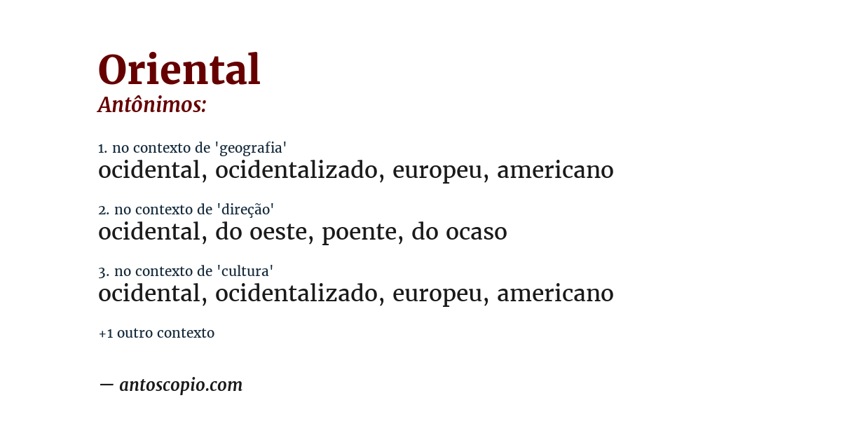 Antônimo de oriental