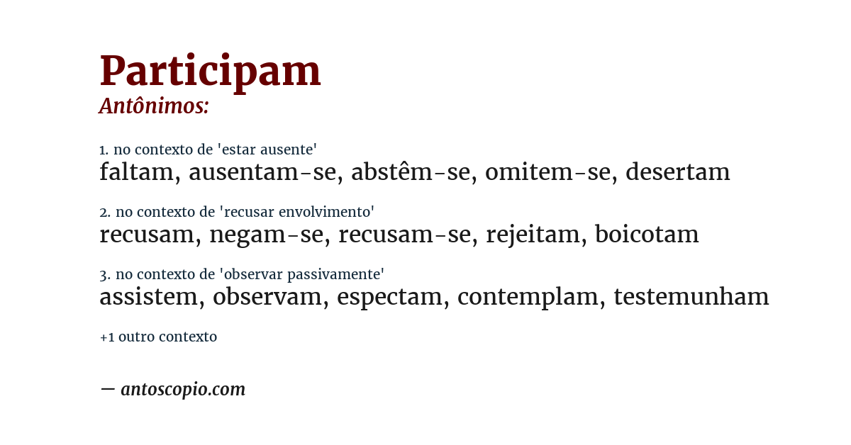Antônimo de participam