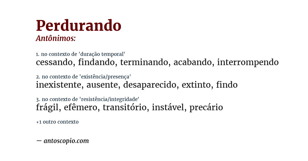 Antônimo de perdurando