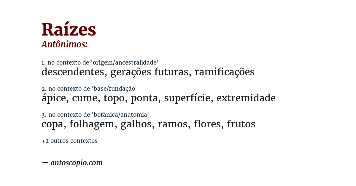 Antônimo de raízes