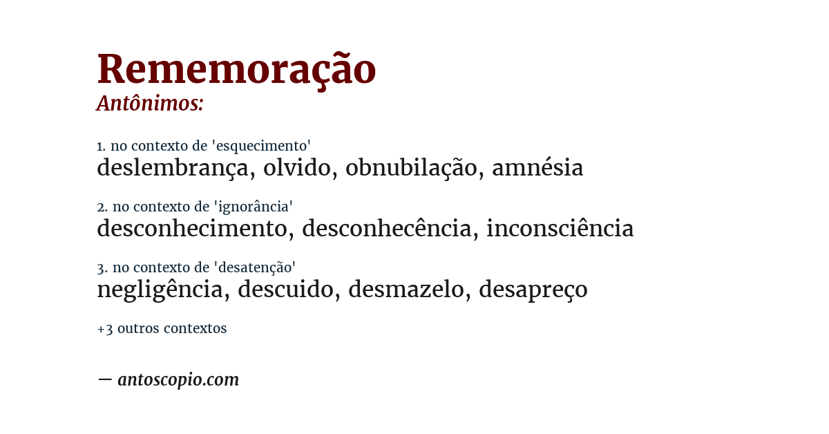 Antônimo de rememoração