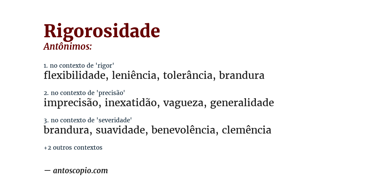 Antônimo de rigorosidade