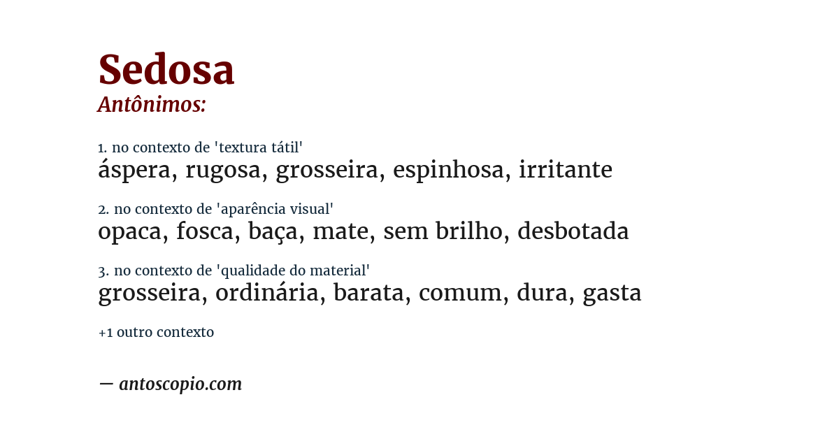 Antônimo de sedosa