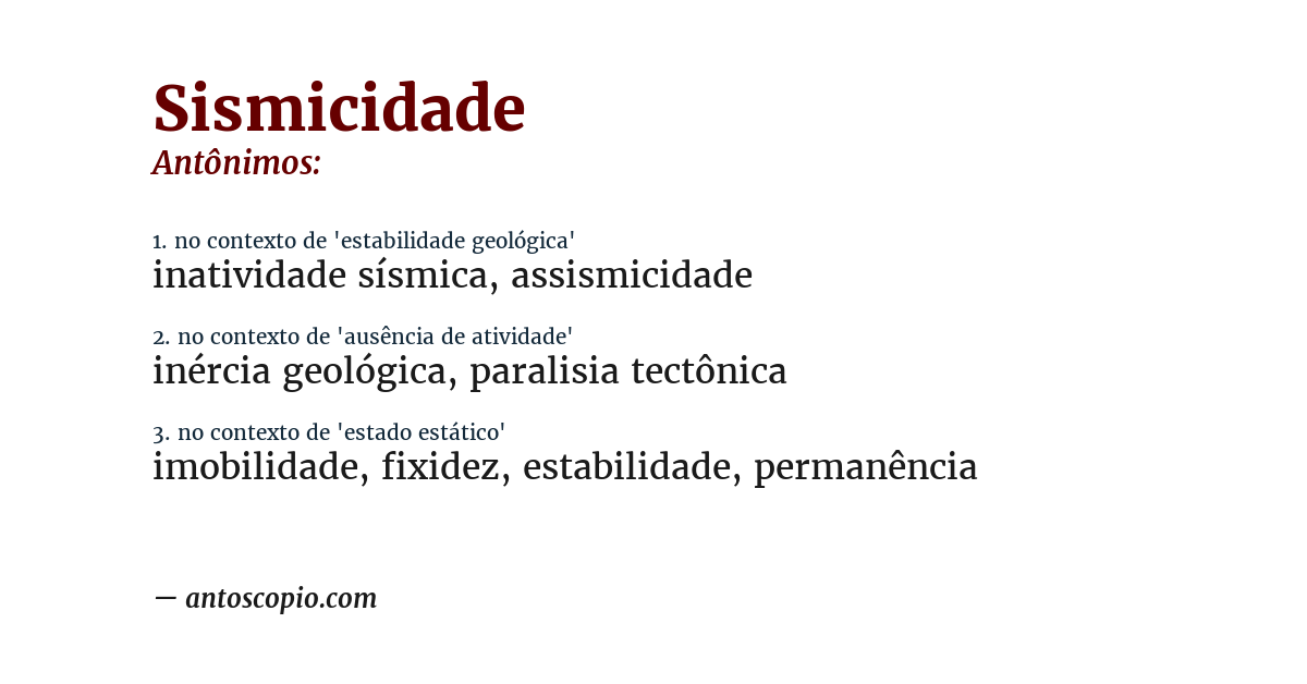 Antônimo de sismicidade