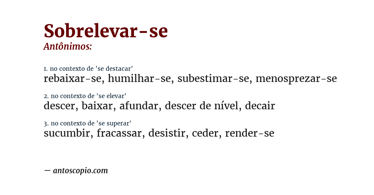 Antônimo de sobrelevar-se