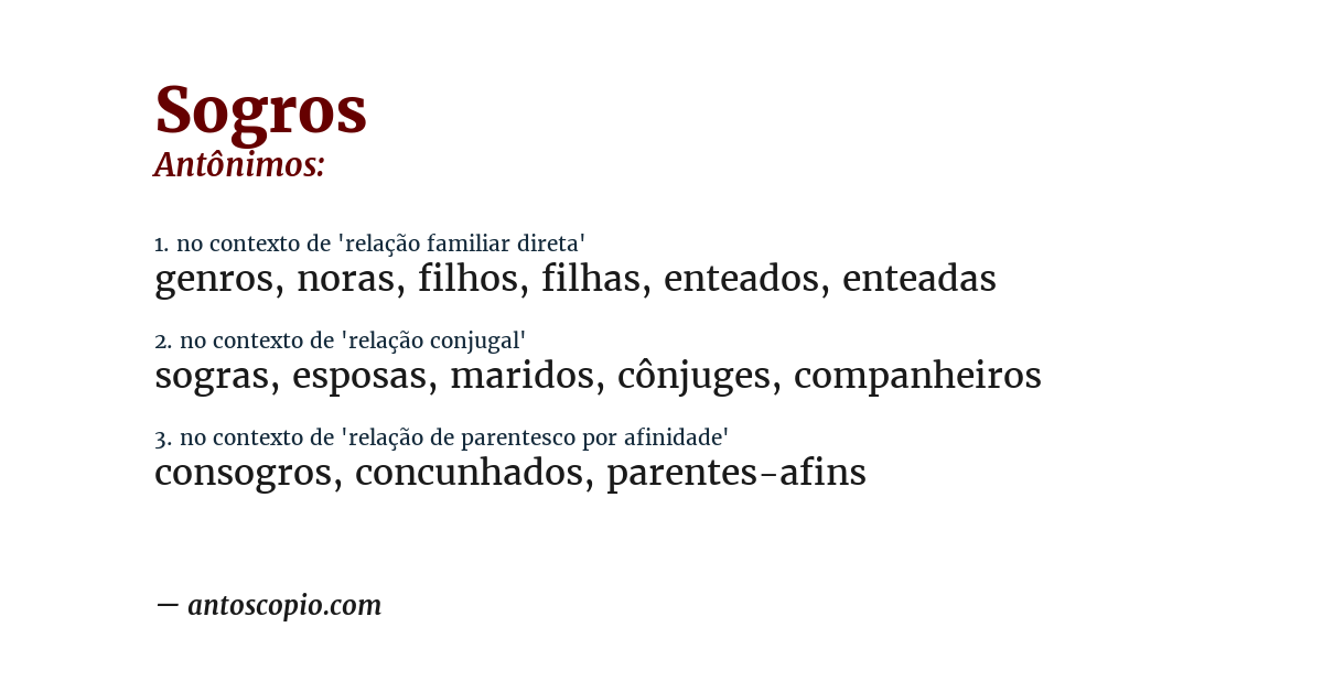 Antônimo de sogros