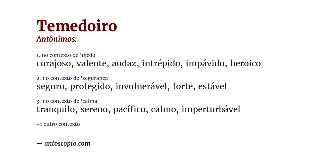 Antônimo de temedoiro
