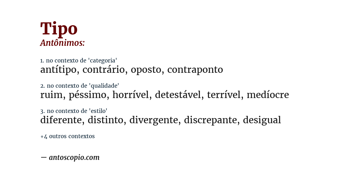 Antônimo de tipo