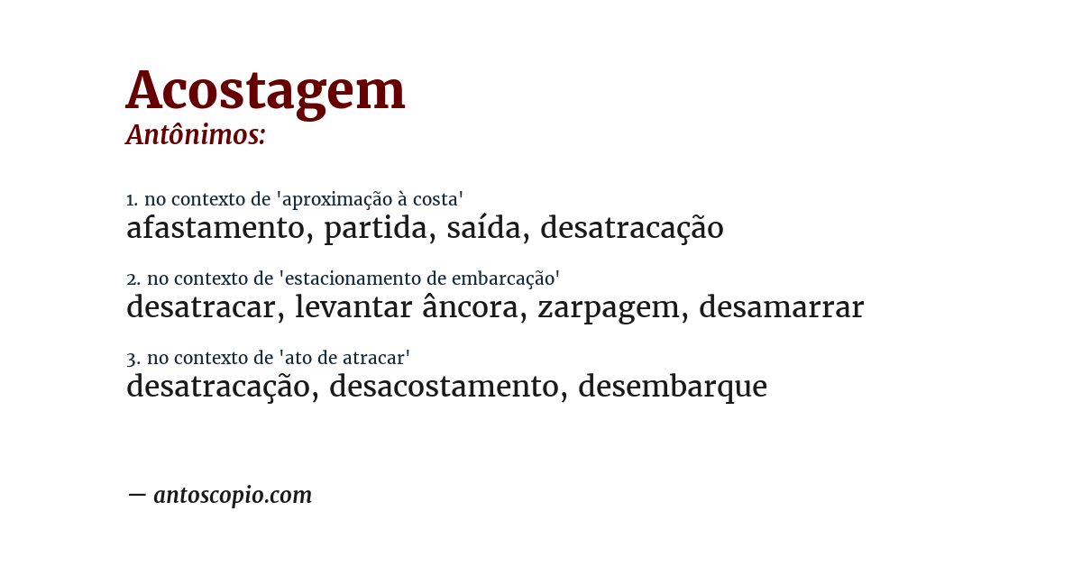 Antônimo de acostagem