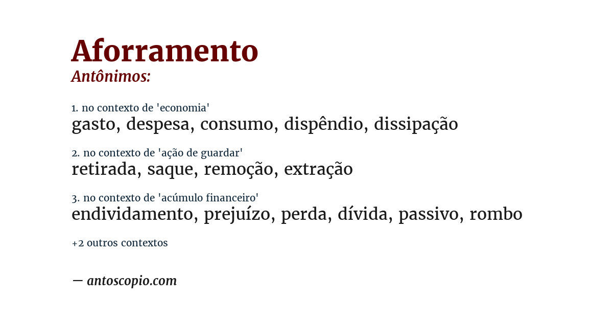 Antônimo de aforramento