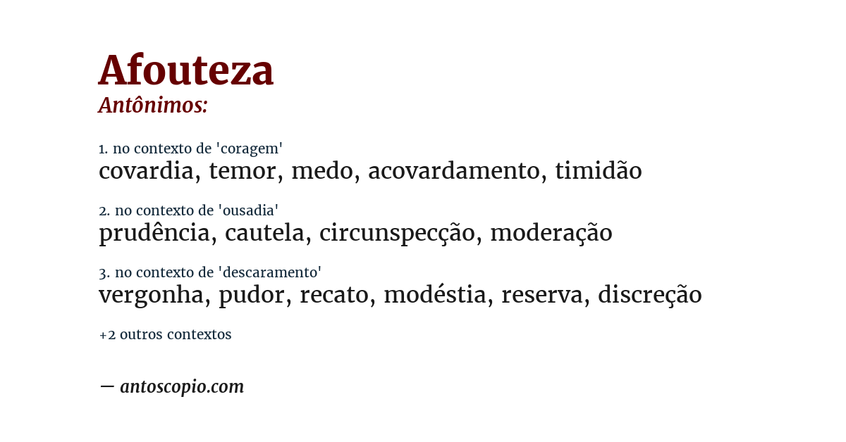 Antônimo de afouteza