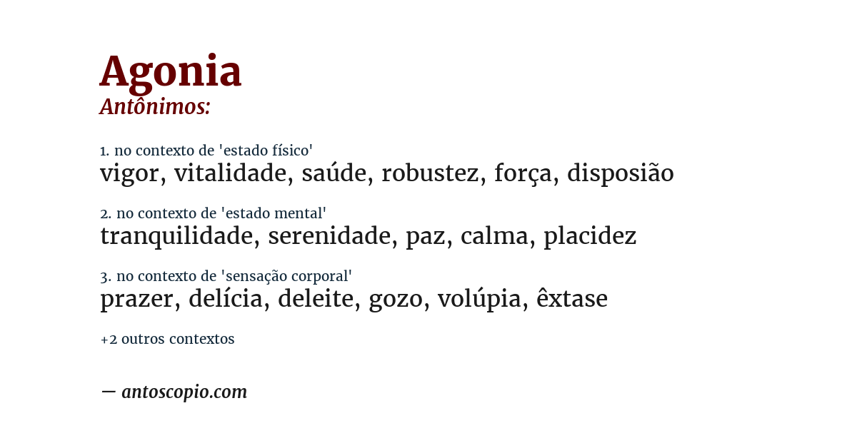 Antônimo de agonia