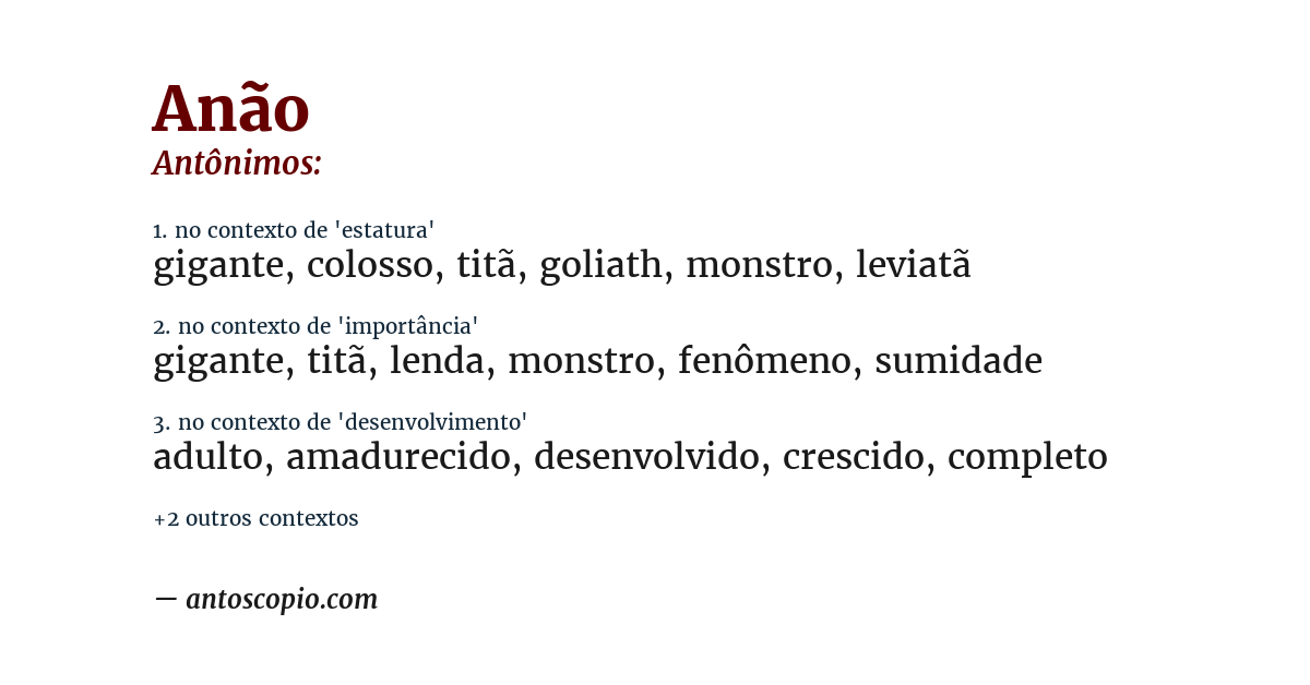 Antônimo de anão