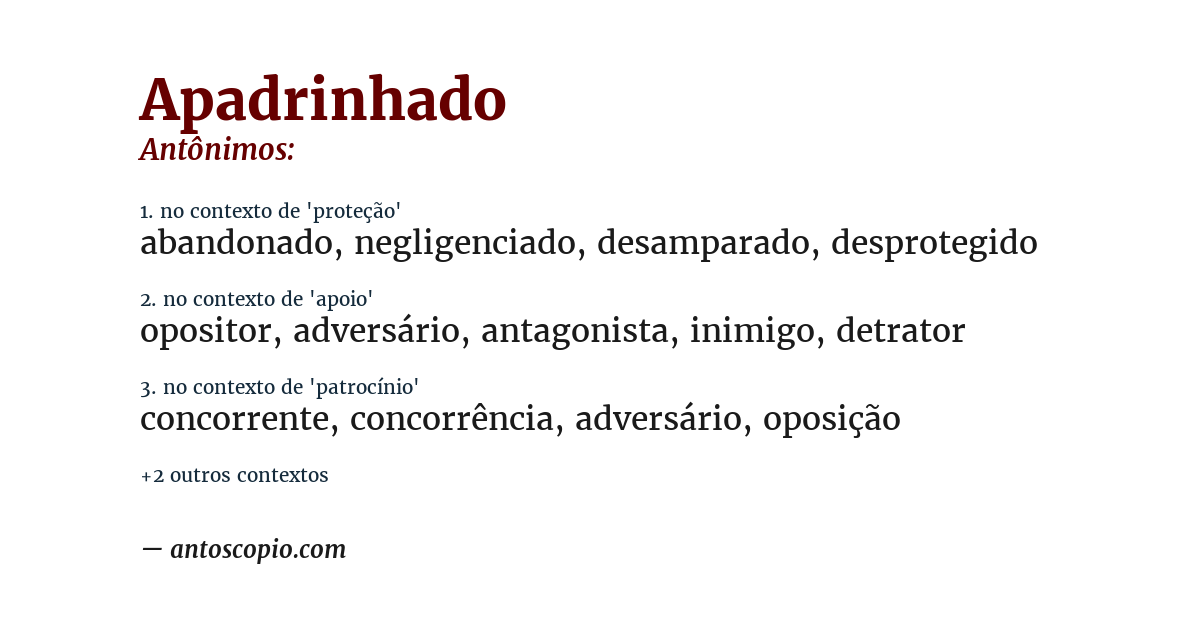 Antônimo de apadrinhado