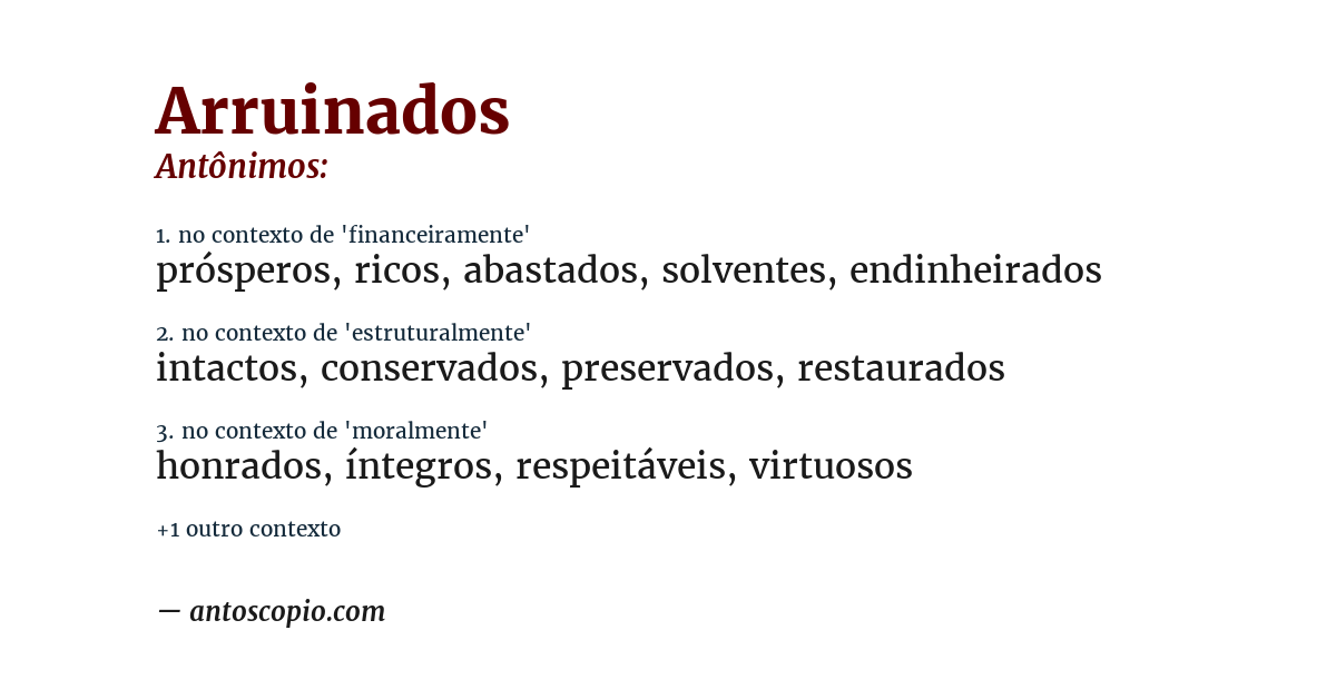 Antônimo de arruinados
