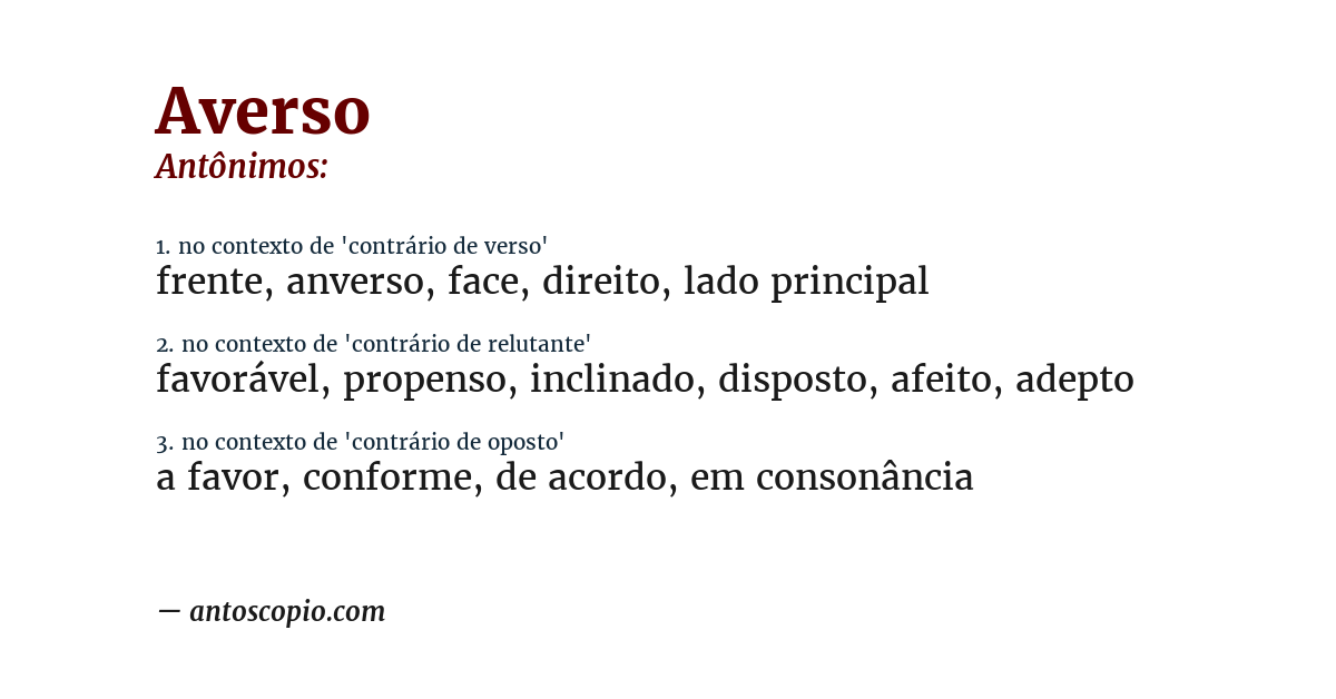 Antônimo de averso