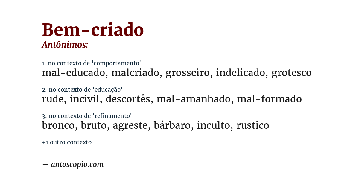 Antônimo de bem-criado