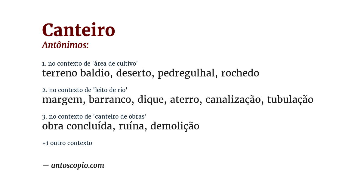 Antônimo de canteiro