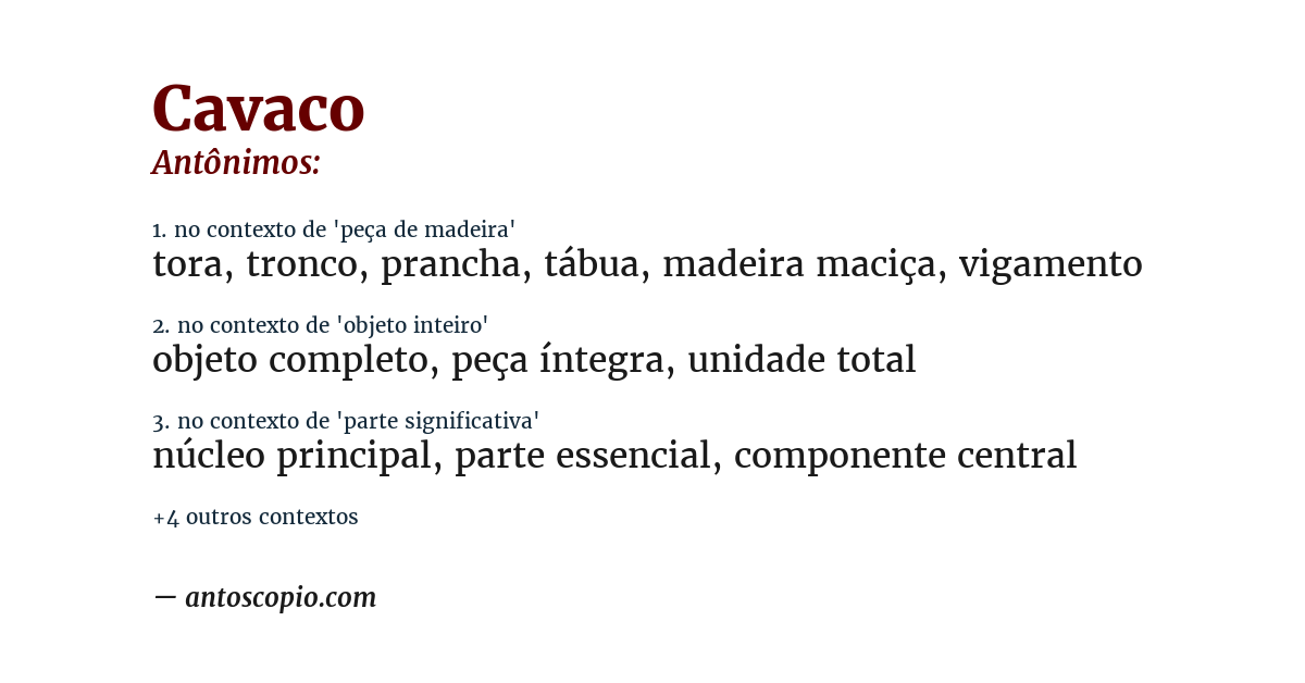 Antônimo de cavaco