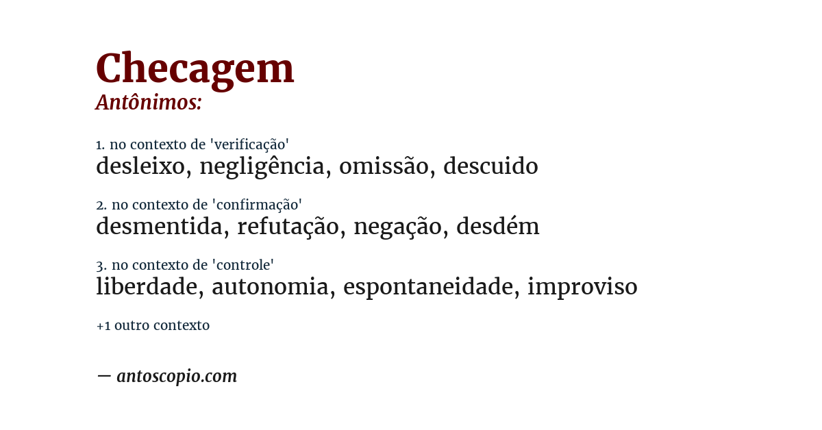Antônimo de checagem