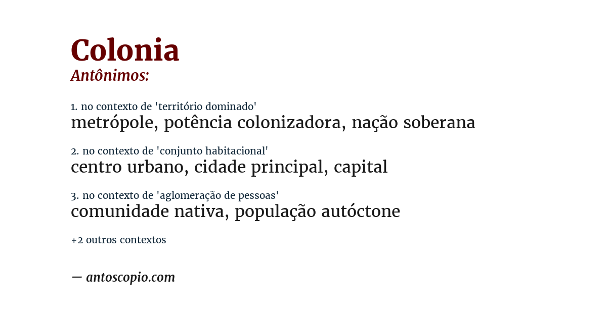 Antônimo de colonia
