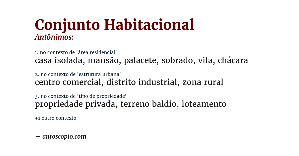 Antônimo de conjunto habitacional