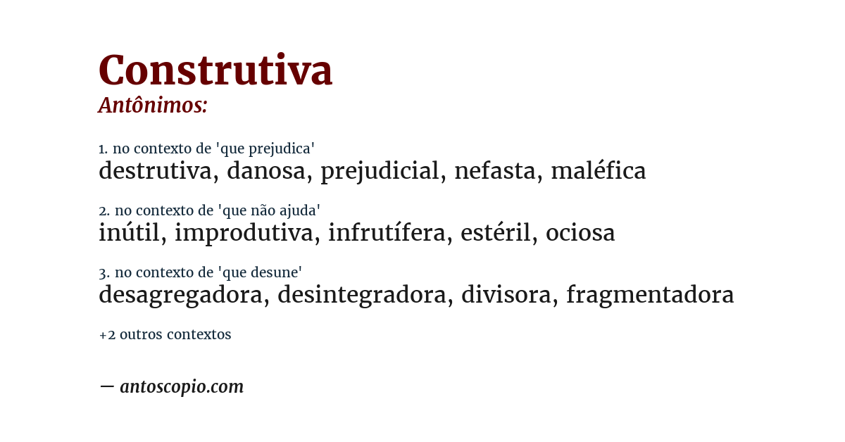 Antônimo de construtiva