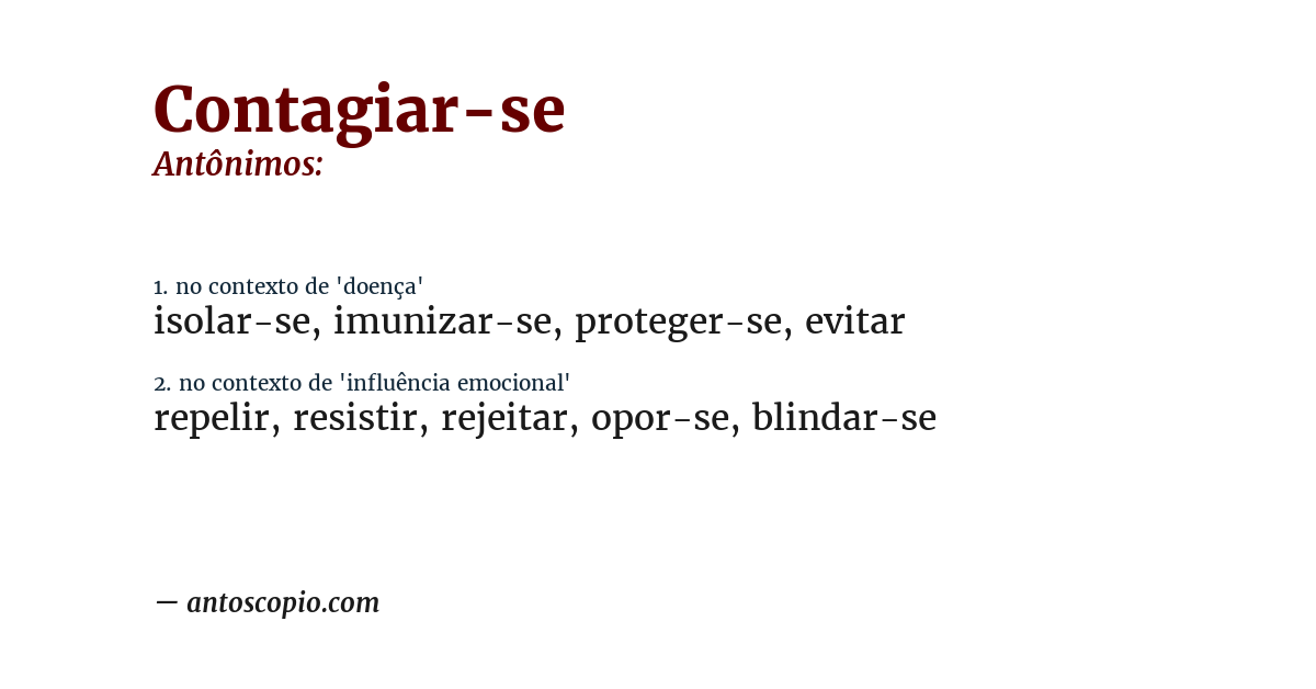 Antônimo de contagiar-se