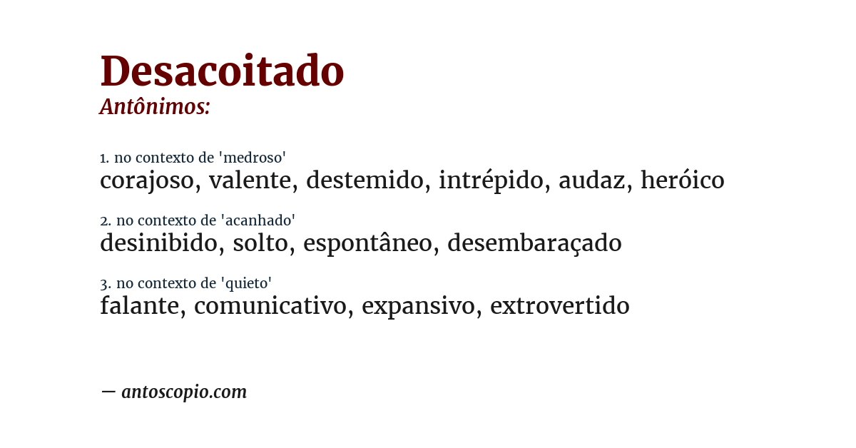 Antônimo de desacoitado