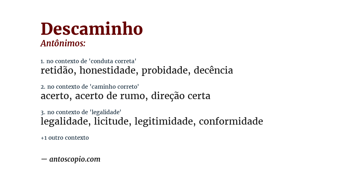 Antônimo de descaminho