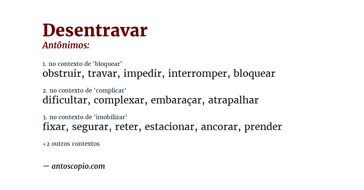 Antônimo de desentravar