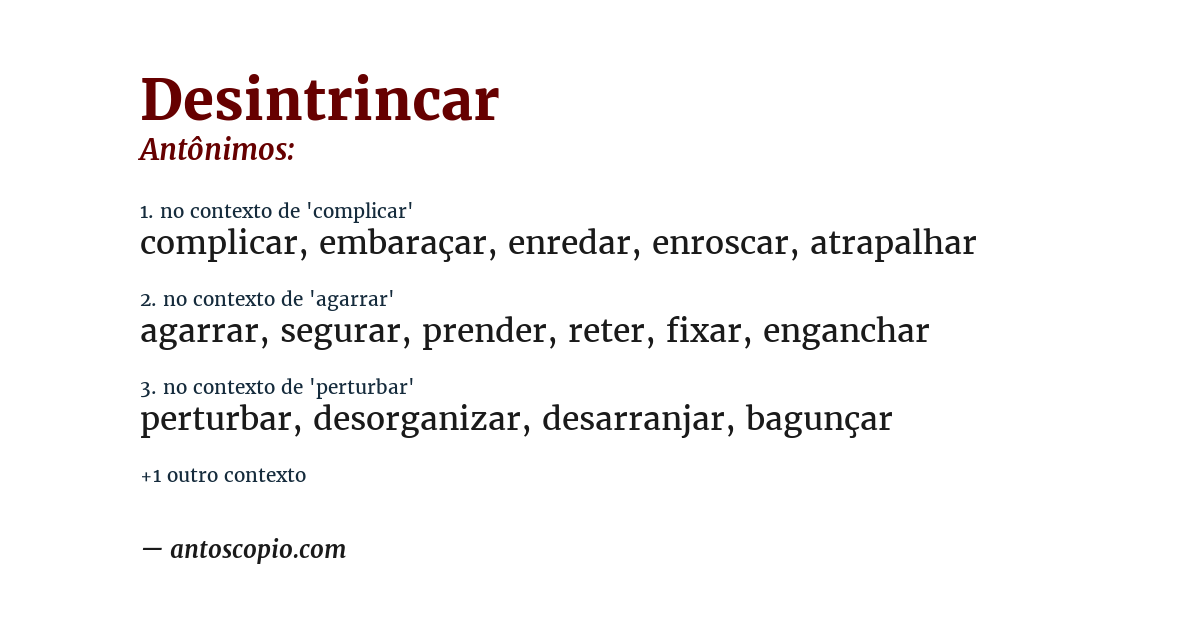 Antônimo de desintrincar